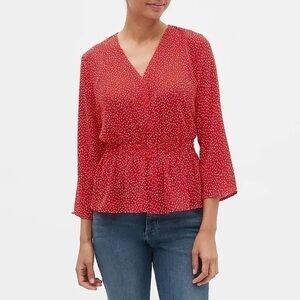 4 for $25 ❤️ Banana Republic Red Print Peplum Blouse ❤️ - Small